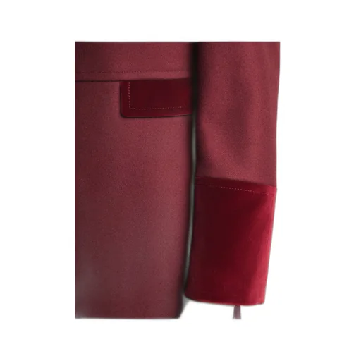 Velvet-Trimmed Wrap Collar Coat