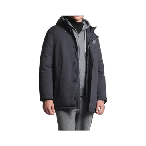 Hooded Gabardine Caban Coat
