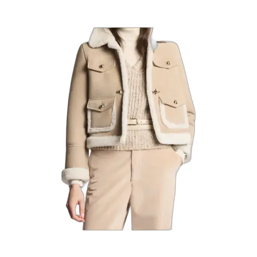 Shearling Trim Cropped Jacket