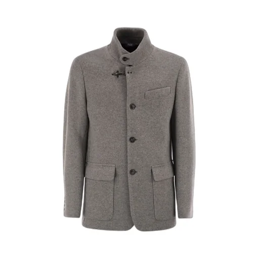 Herringbone Wool-Blend Caban Coat