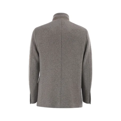 Herringbone Wool-Blend Caban Coat