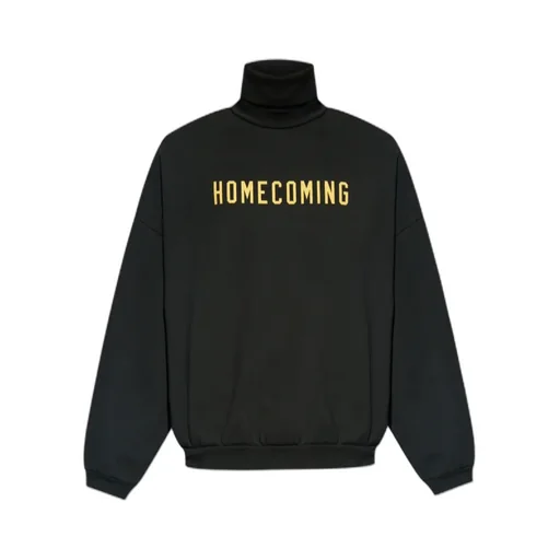 Slogan Printed Roll-Neck Sweatshirt