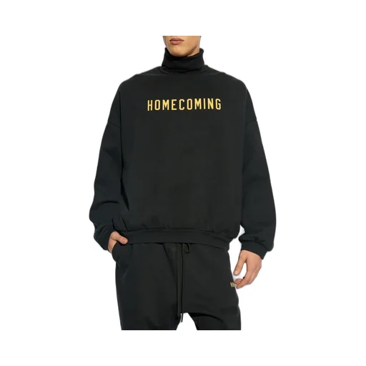 Slogan Printed Roll-Neck Sweatshirt