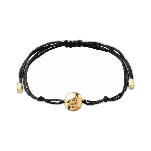 Black Cord And Gold-Colored Metal Bracelet