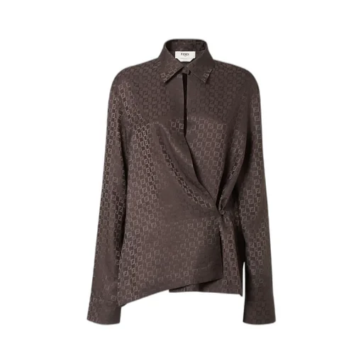 Ff Jacquard Asymmetric Long-Sleeved Shirt