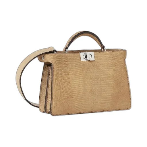 Peekaboo Iseeu X-Cross Beige Nubuck Lizard Leather Bag