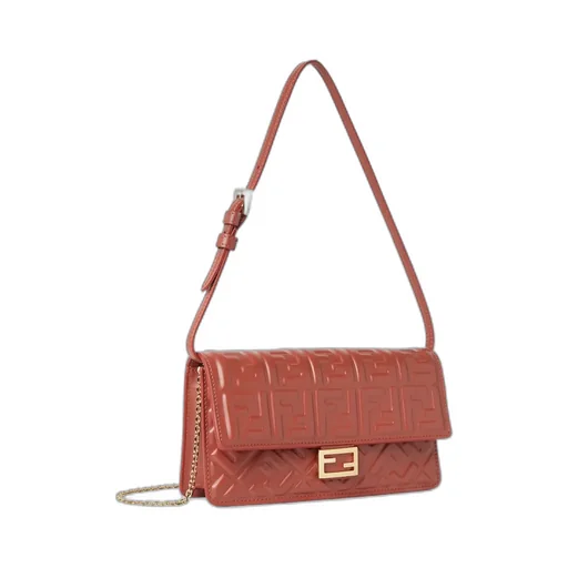Baguette Ff Embossed Chain-Linked Wallet