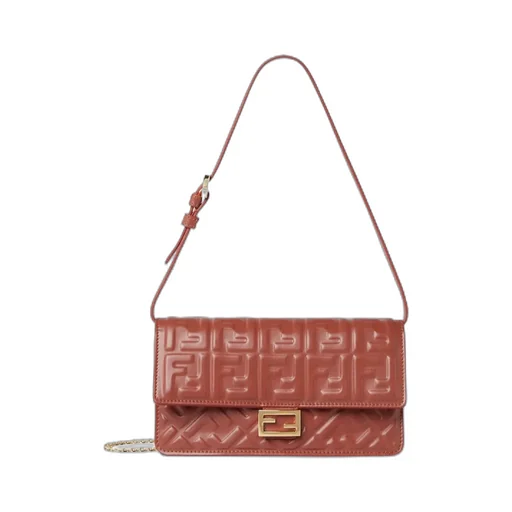 Baguette Ff Embossed Chain-Linked Wallet