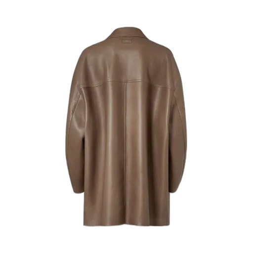 Double Breasted Leather Pea Coat