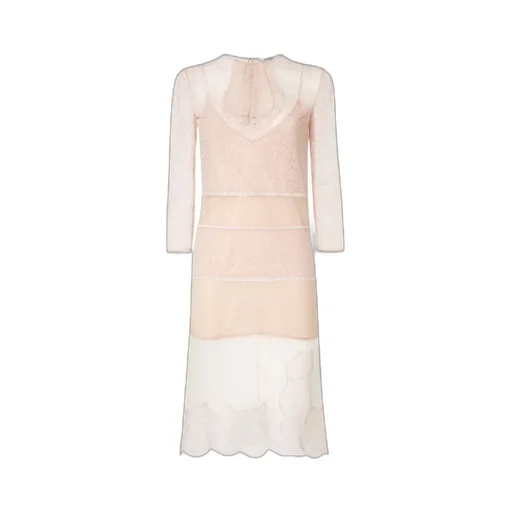 Trompe-L'oeil Effect Lace Midi Dress
