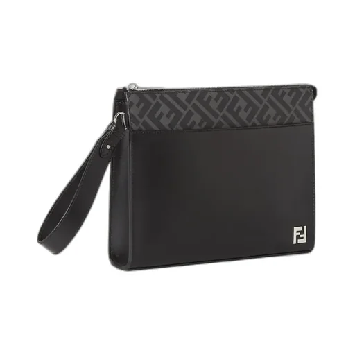 Logo Plaque Zipped Clutch Bag