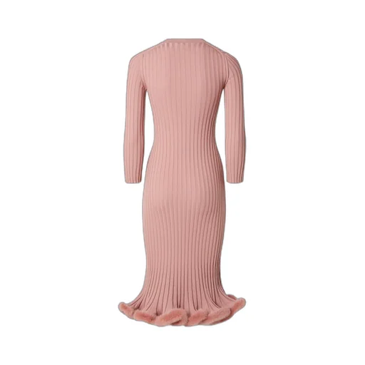 Flared-Edge Ribbed-Knit Midi Dress