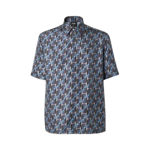 Blue Printed Silk Shirt