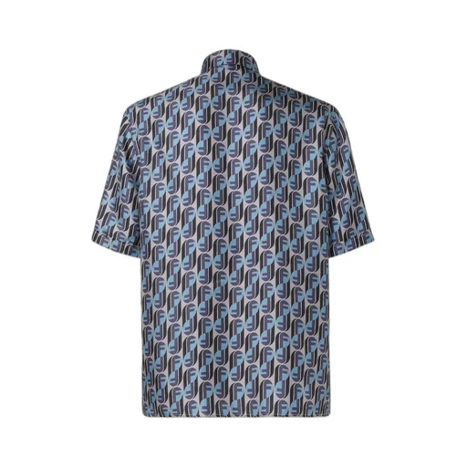 Blue Printed Silk Shirt