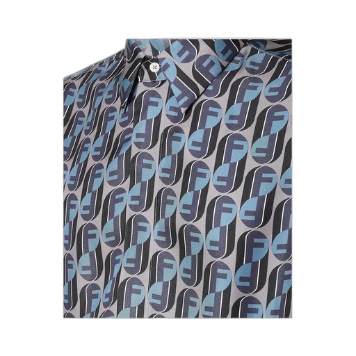 Blue Printed Silk Shirt