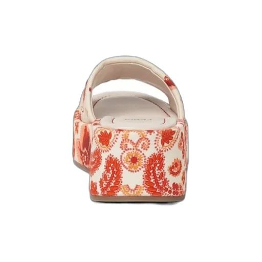 Camelia And Red Canvas Flatform Slides