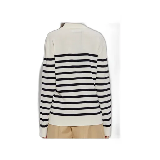 Logo Embroidered Striped Knit Polo Top