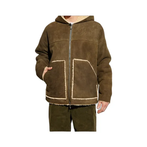 Zip-Up Hooded Leather Coat