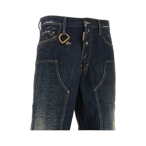 D-Ring Distressed Loose-Fit Jeans