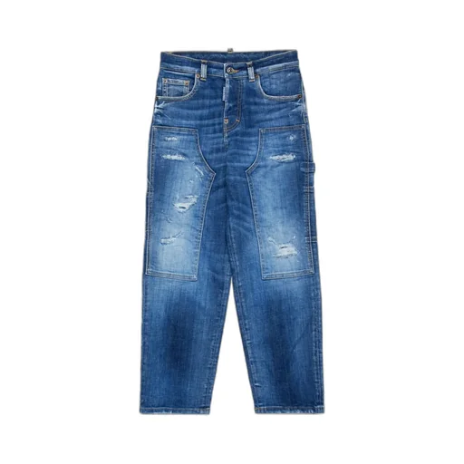 Distressed Straight-Leg Jeans