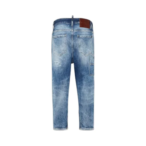 Logo-Patch Distressed Tapered Jeans
