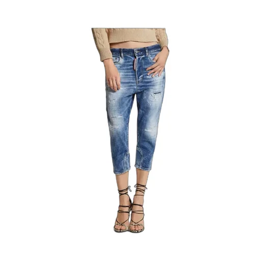 Logo-Patch Distressed Tapered Jeans