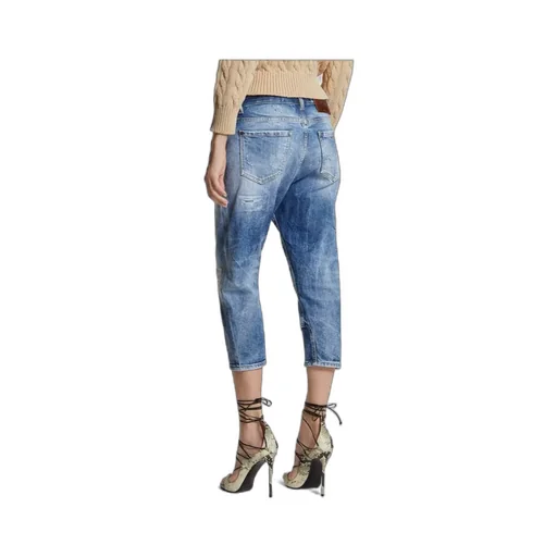Logo-Patch Distressed Tapered Jeans