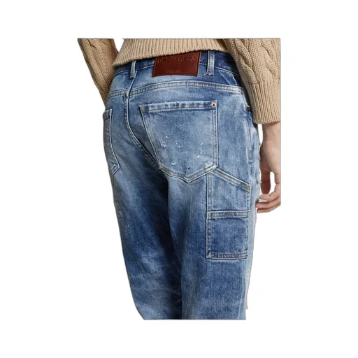 Logo-Patch Distressed Tapered Jeans