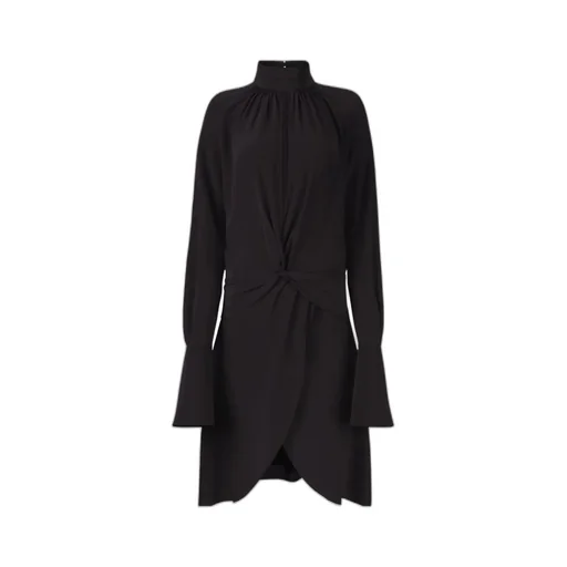 High-Neck Silk Midi Dress