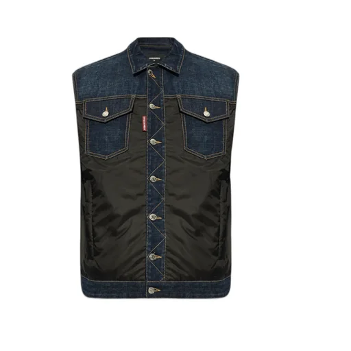 Dark Urban Wash Denim Puffer Vest