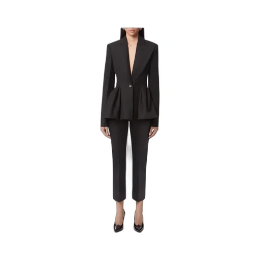 Peplum Hem Wool Blazer