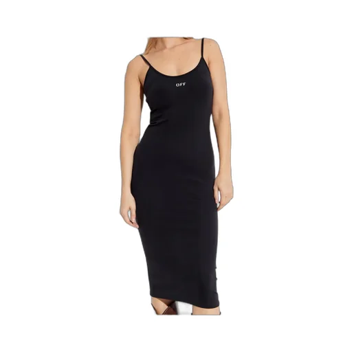 Logo Embroidered Strappy Midi Dress