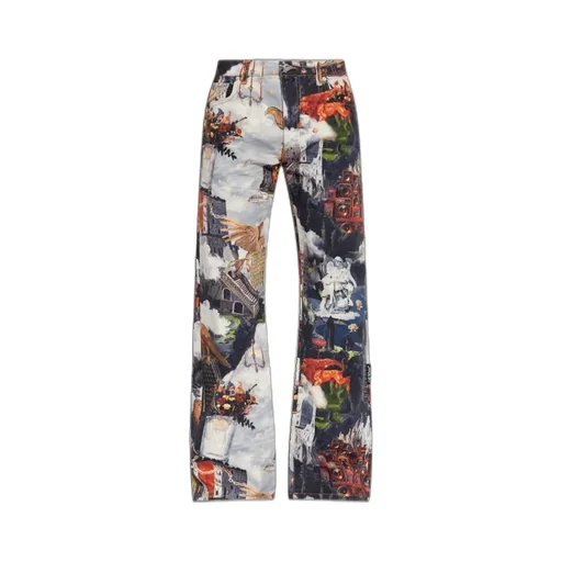 All-Over Printed Logo Patch Jeans