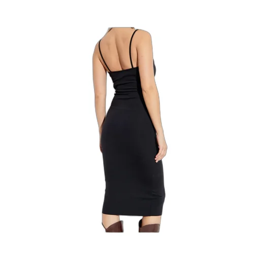 Logo Embroidered Strappy Midi Dress