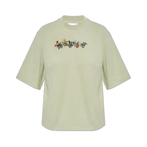Floral Logo Embroidered Crewneck T-Shirt