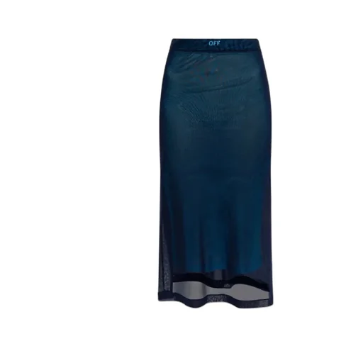 Straight Hem Mesh Midi Skirt