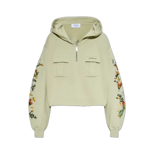 Logo Printed Half-Zip Hoodie