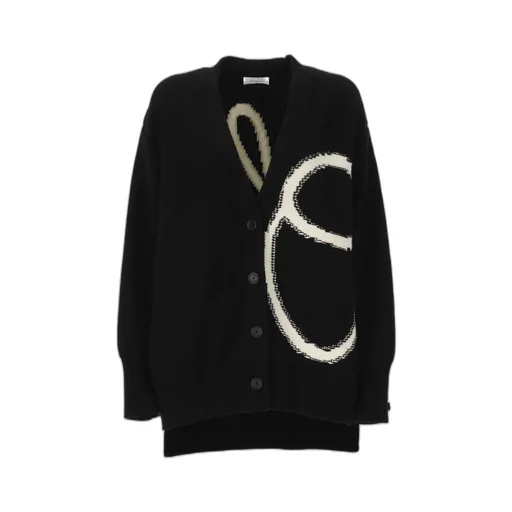 Logo-Intarsia Wool Cardigan