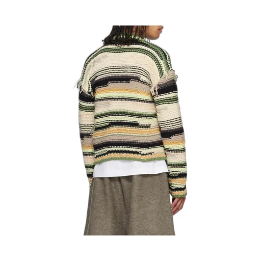 Striped V-Neck Knitted Cardigan
