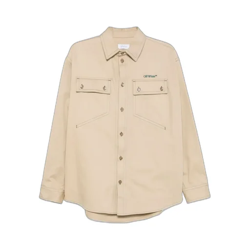 Logo Embroidered Button-Up Overshirt