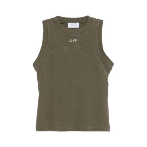 Logo Embroidered Ribbed Tank Top