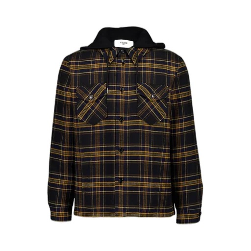 Hooded Overshirt In Checked Cotton