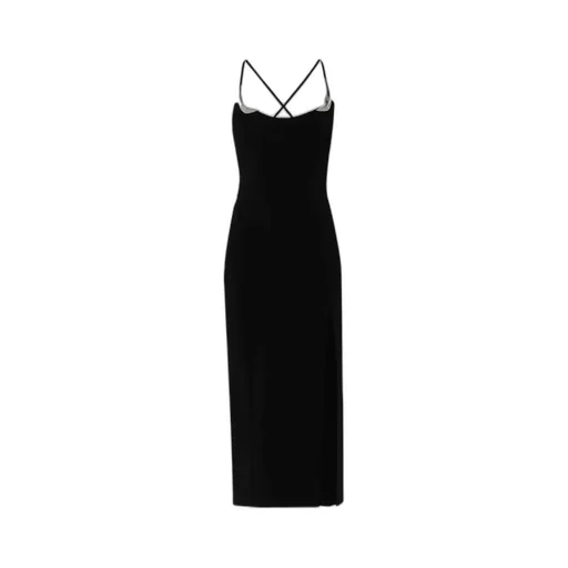 Metallic Detail Slit Dress