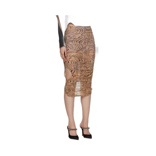 Mesh Ruched Midi Skirt