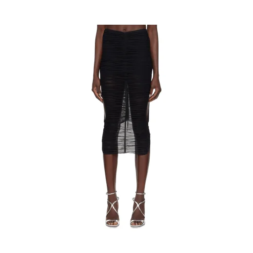 Cut-Out Detailed Ruched Mesh Skirt