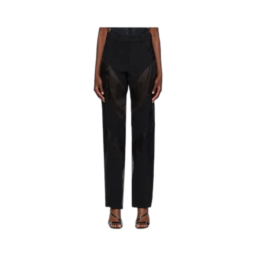 Semi-Sheer Panel Tapered-Leg Pants