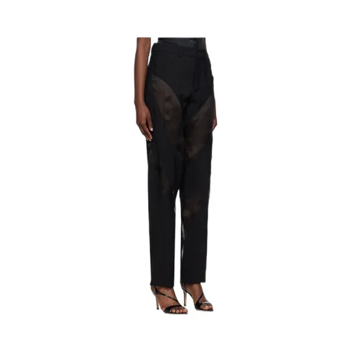 Semi-Sheer Panel Tapered-Leg Pants