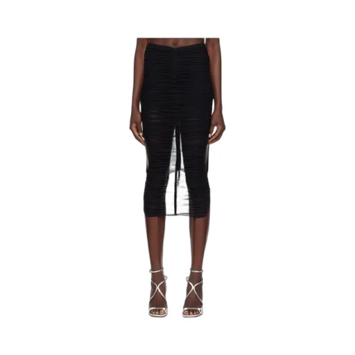 Cut-Out Detailed Ruched Mesh Skirt