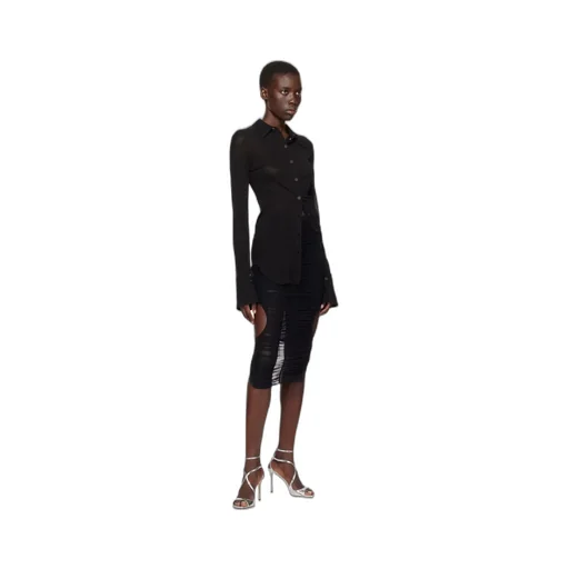 Cut-Out Detailed Ruched Mesh Skirt
