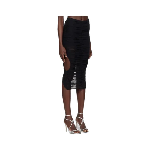 Cut-Out Detailed Ruched Mesh Skirt